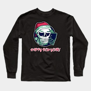 funny new year skeleton for grumpy grown-ups Long Sleeve T-Shirt